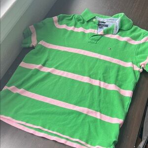 Tommy Hilfiger Green and Pink Polo Shirt